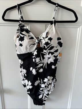 Black & White Floral One-Piece Swimsuit
